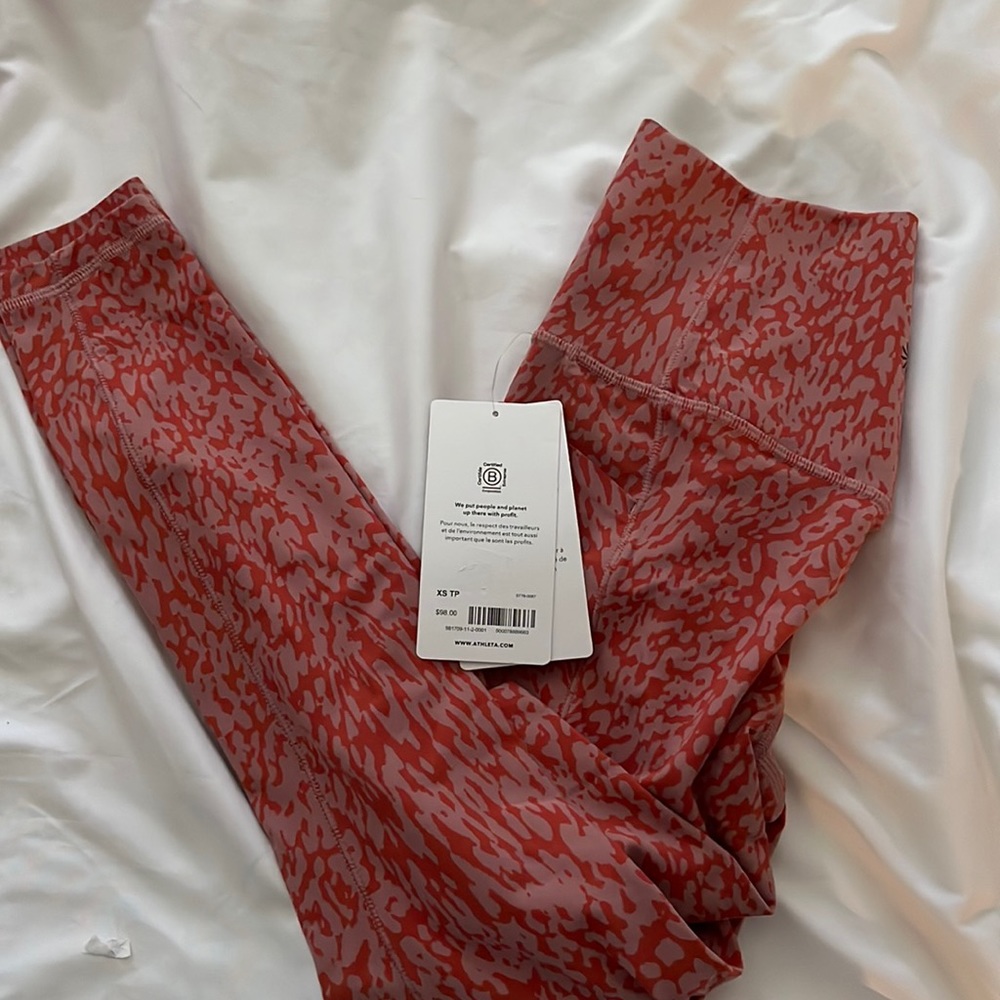 Athleta pink and orange leopard leggings